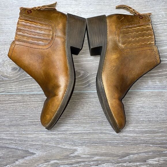 Sperry Juniper Bree Tan Leather Women’s Size 5.5M Side Zip Ankle Bootie - Picture 10 of 11